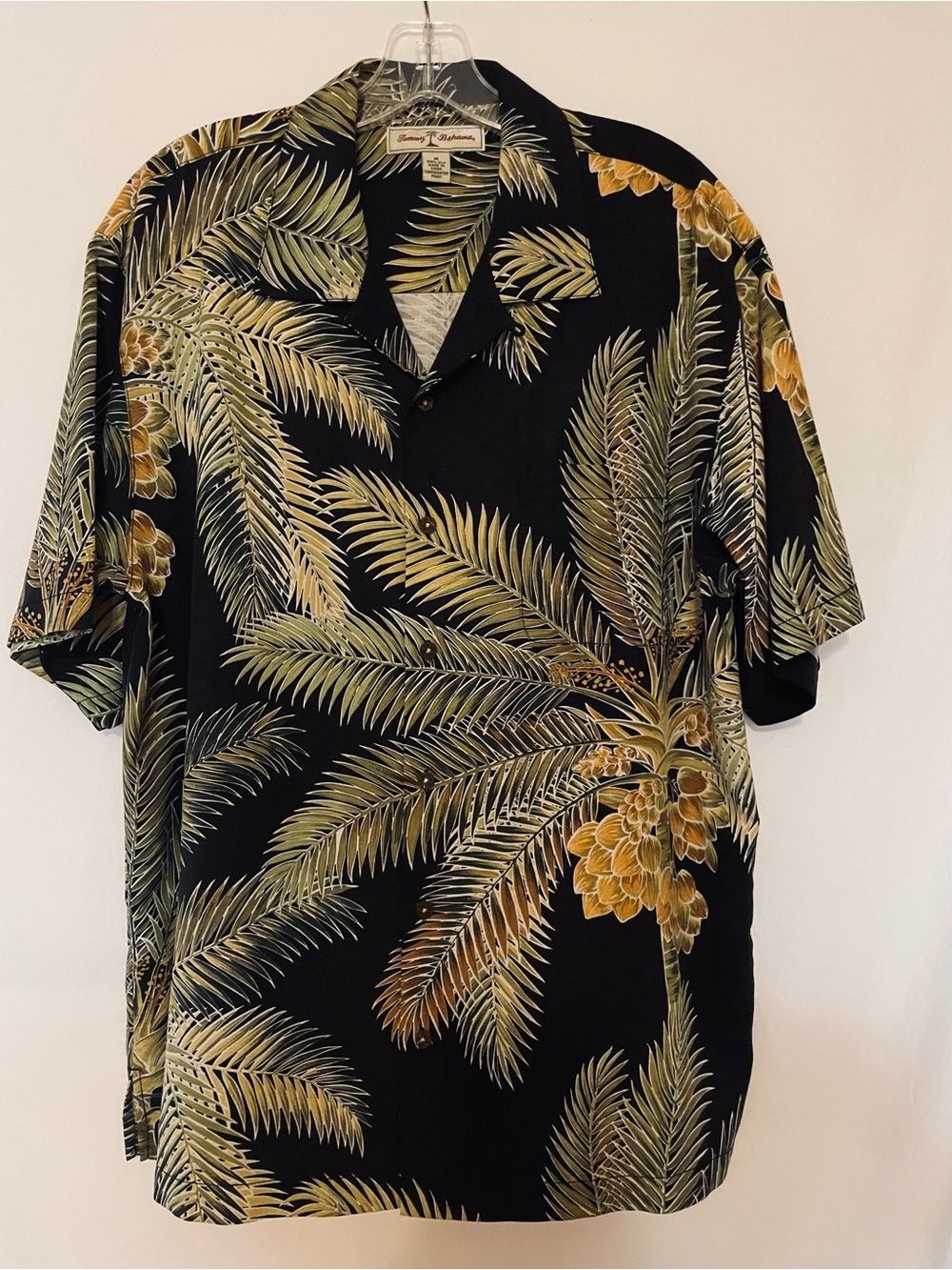 Tommy Bahama Silk Palm Leaf Shirt - Black, Olive & Gold